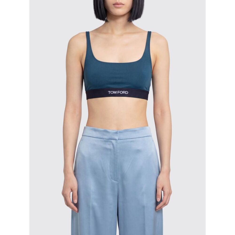 Tom Ford Women Tom Ford Cropped Modal Bralette Top With Contrast Logo Band